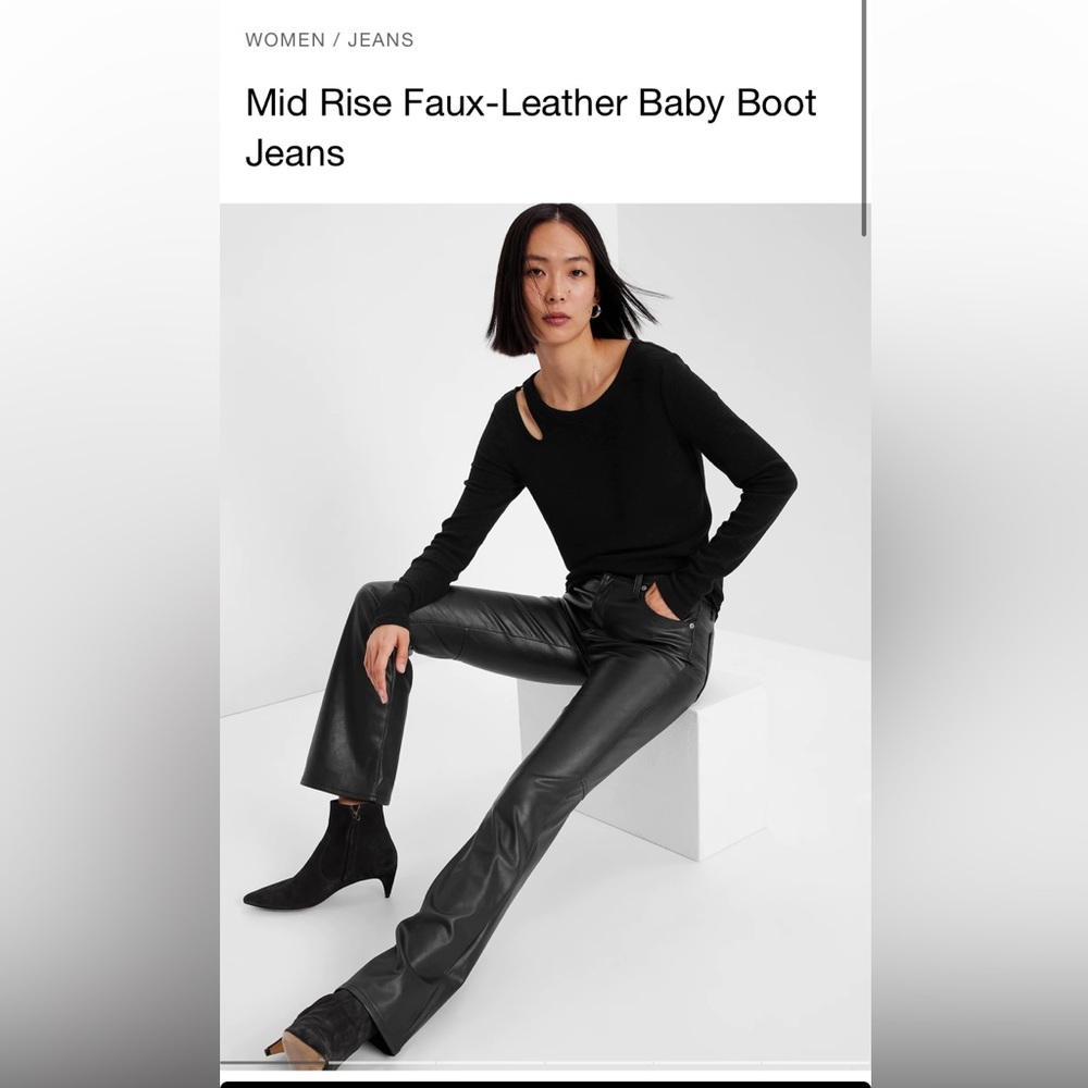 Gap mid rise baby boot faux leather pants